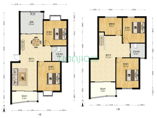 蓬曦园B1区 4室2厅2卫 155平方