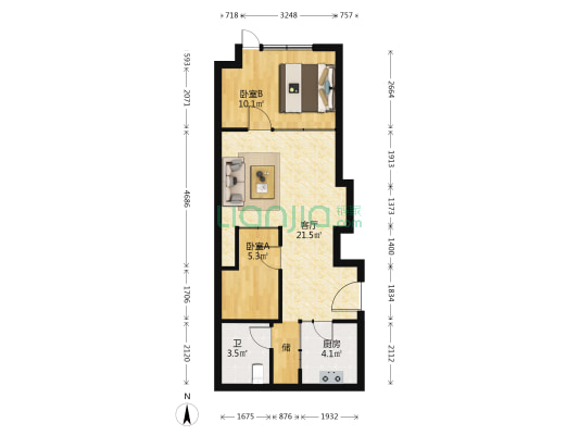 恒大御景半岛2号公寓 2室1厅1卫 67平方