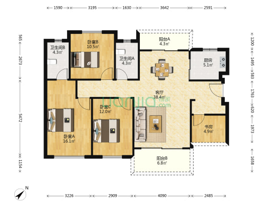 花样年·康城四季御峰 4室1厅2卫 124平方