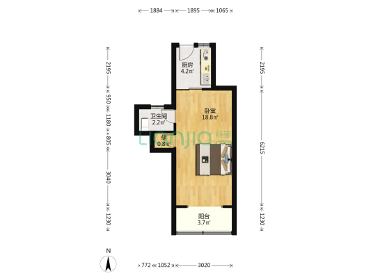 康平路95号 1室0厅1卫 37平方