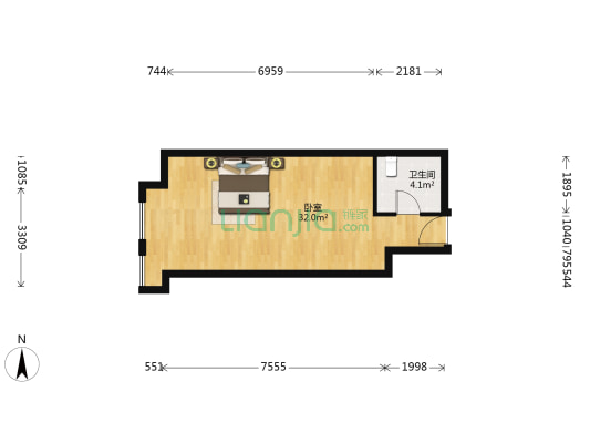 德诚嘉元广场 1室0厅1卫 51平方