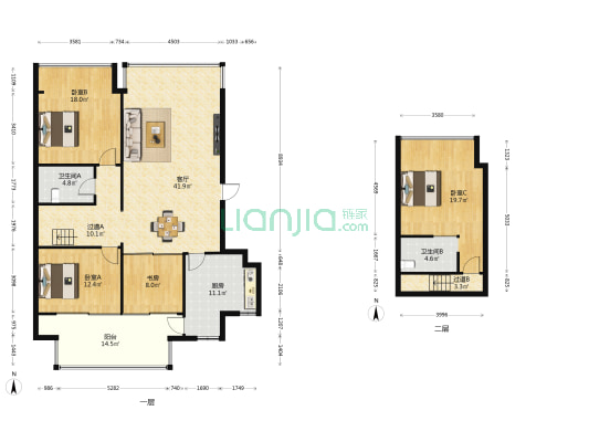 半山丽园南区 4室1厅2卫 179平方