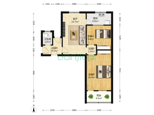 古稻田巷20号 2室1厅1卫 65平方