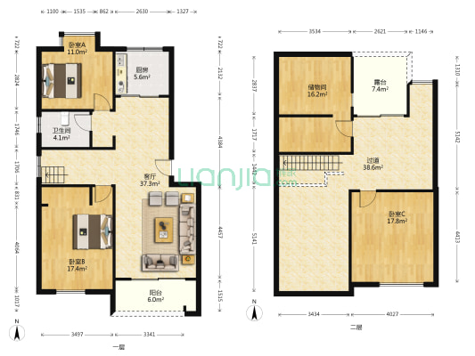 琥珀名城锦园 3室1厅1卫 92平方