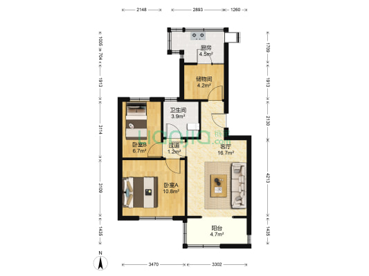 三五零二生活区 2室1厅1卫 70平方