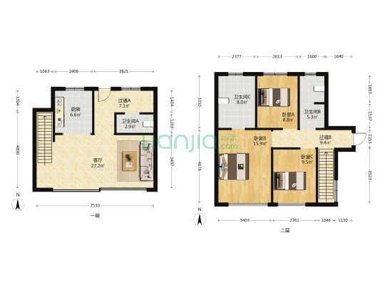 新城海棠晓月 3室1厅3卫 125平方