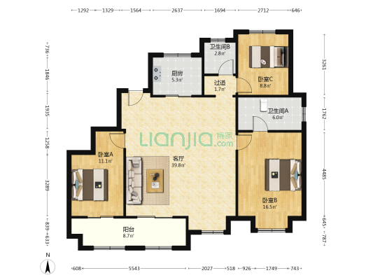 新城悦隽 3室1厅2卫 145平方