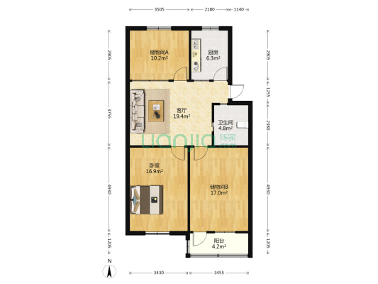 工农新村 1室1厅1卫 96平方
