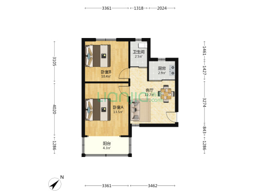 公园南路3号财政局楼 2室1厅1卫 57平方