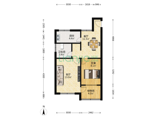 兰州大学一分部家属院 1室2厅1卫 50平方