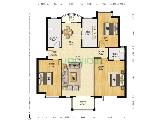 华瑞紫桂苑 3室2厅2卫 131平方