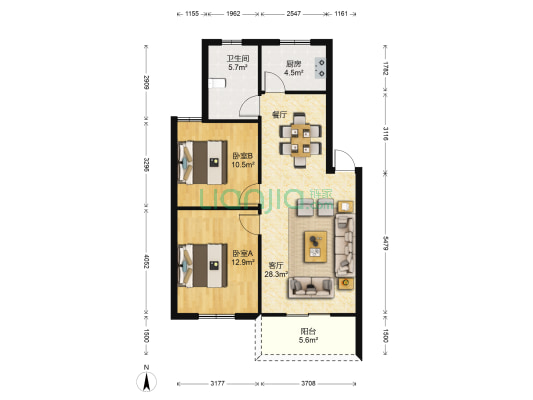 余桥新村西区 2室1厅1卫 81平方