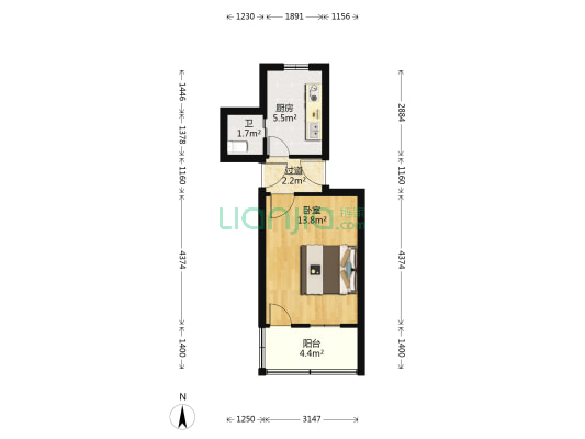 吴家塘 1室0厅1卫 30平方