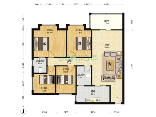 金阳苑 4室1厅2卫 113平方