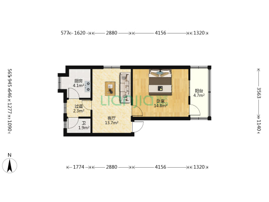 广西一建友爱路生活区 1室1厅1卫 41平方