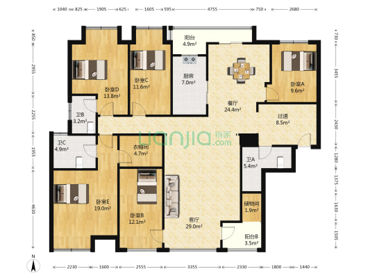 金桥人家 5室2厅3卫 180平方