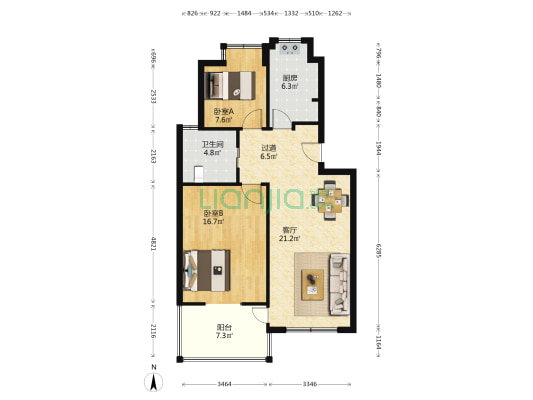 汇翠花园 2室1厅1卫 89平方