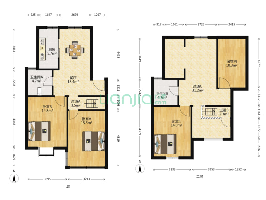 市北锦苑 3室1厅2卫 130平方