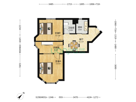 恒丰大楼(静安) 2室1厅1卫 82平方