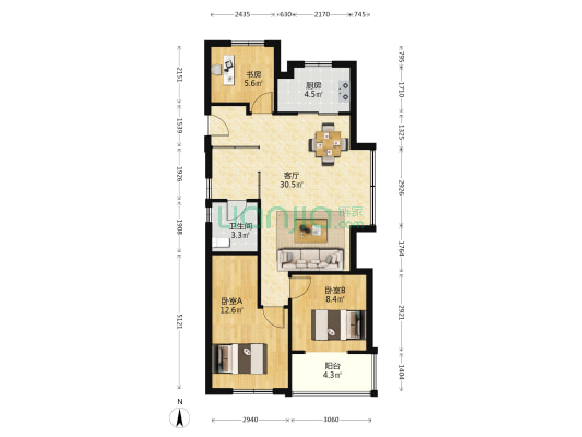 睿博园 3室1厅1卫 96平方