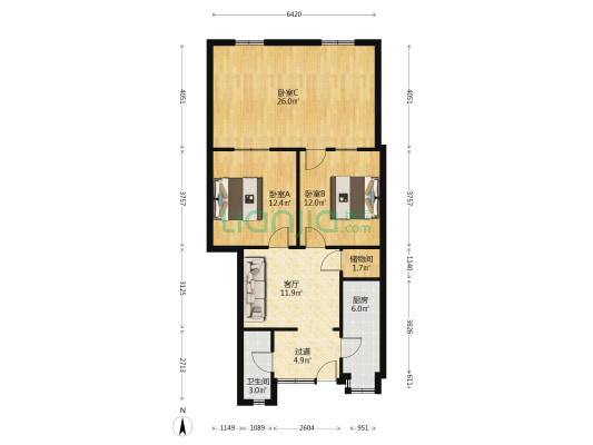 恒达公司家属院 3室1厅1卫 65平方