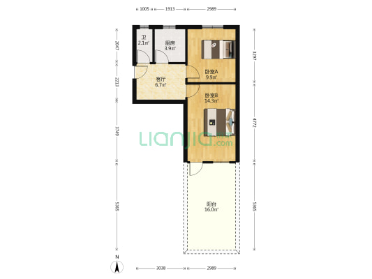 升平街6号 2室1厅1卫 50平方