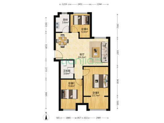 四季花语五期 3室1厅1卫 89平方