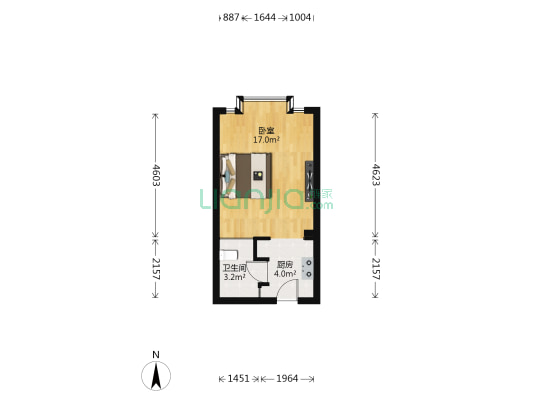 星河国际（洪城路778号） 1室0厅1卫 34平方