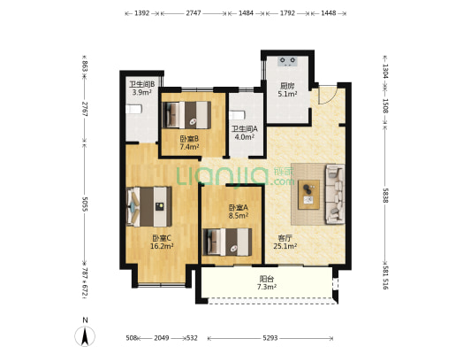 武汉诺德逸都 3室1厅2卫 97平方