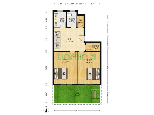 民丰里小区(民丰路) 2室1厅1卫 71平方
