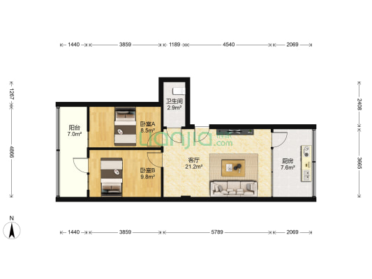 西站派出所家属院 2室1厅1卫 56平方