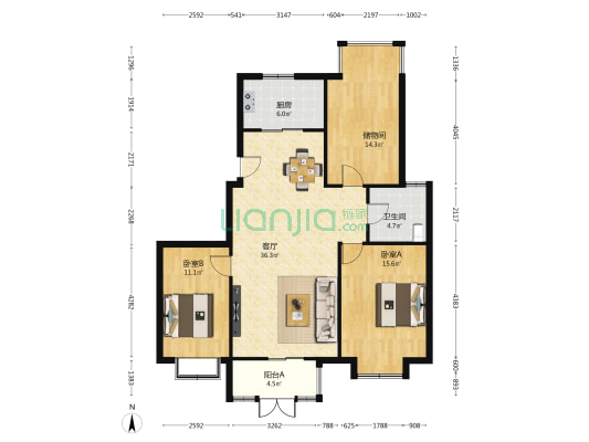 嘉华世纪城 2室1厅1卫 116平方