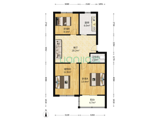 六建公司宿舍 2室1厅1卫 80平方