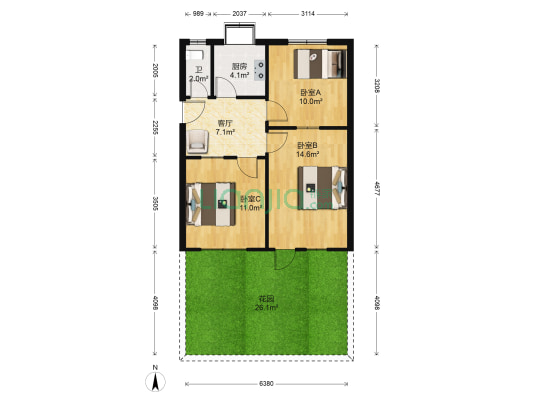 禹南西街生活区 3室1厅1卫 62平方