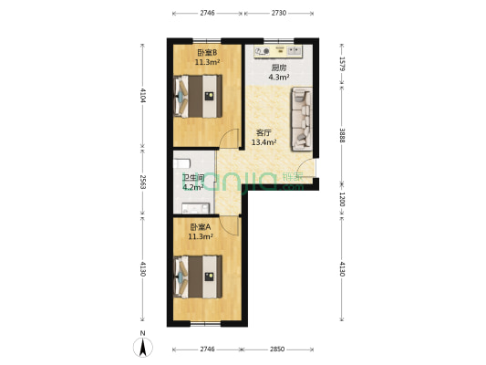 水景苑 2室1厅1卫 62平方
