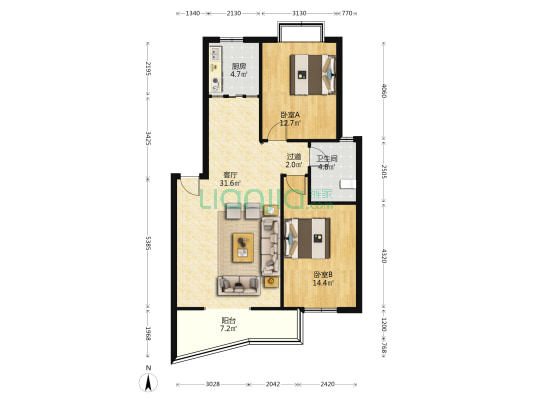 孙家畈小区 2室1厅1卫 90平方