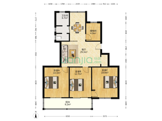 顺洋巷8号 3室1厅1卫 110平方