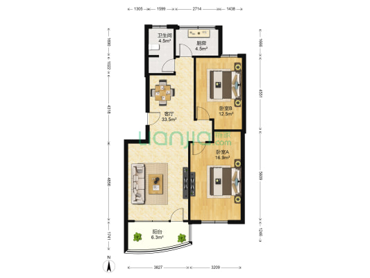 景苑花园 2室1厅1卫 99平方