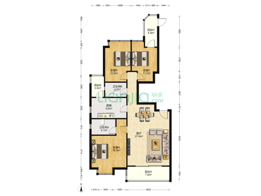 涟城一期 3室1厅2卫 143平方