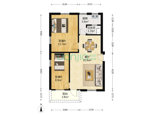 和平南小区 2室1厅1卫 60平方
