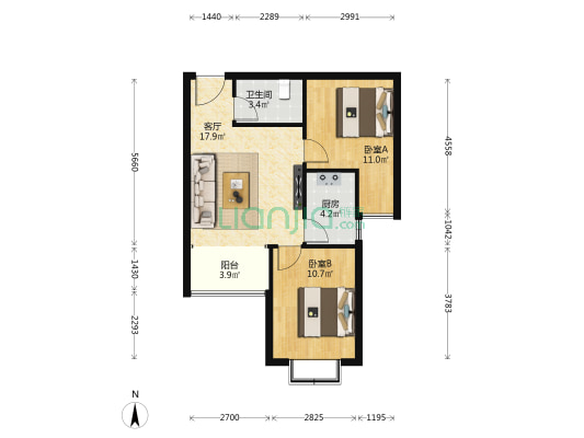 臻石翠园 2室1厅1卫 70平方