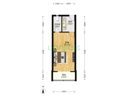 昌平路427-439号(单) 1室0厅1卫 39平方