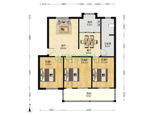 烟草专卖局家属院 3室2厅1卫 100平方