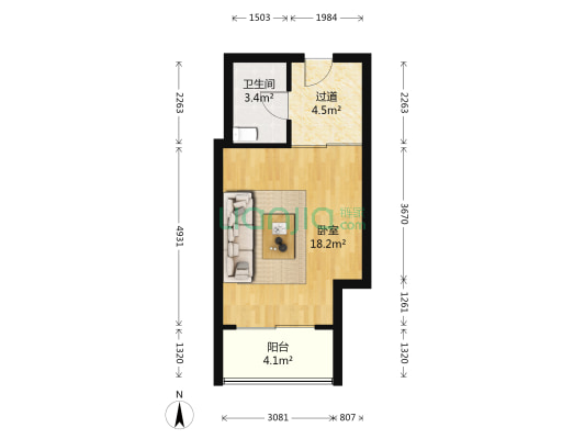 甫里街公寓楼 1室0厅1卫 42平方
