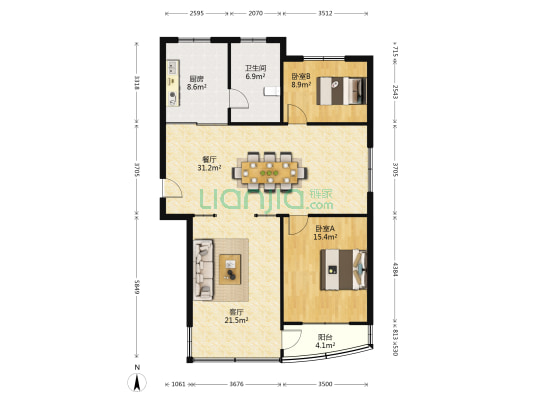 镇洋家园 2室2厅1卫 116平方