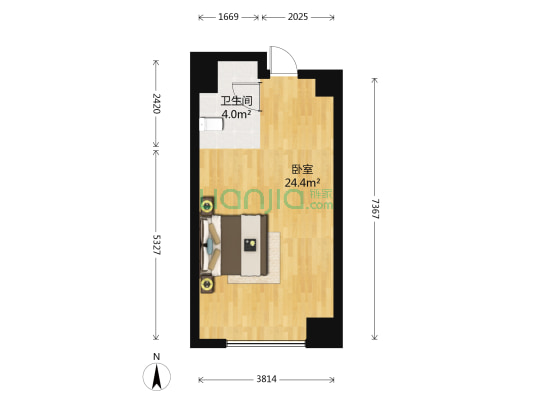 恒大御景 1室0厅1卫 40平方