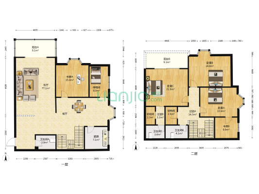 中心花园 5室1厅3卫 216平方