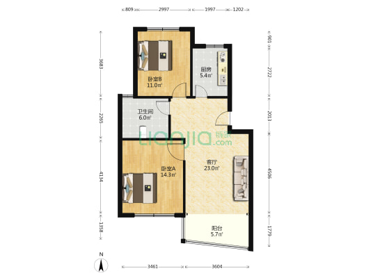 樱花路89弄 2室1厅1卫 78平方