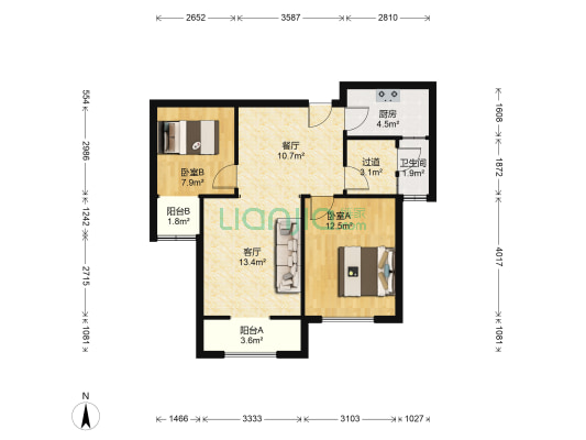 中兴泊仕湾 2室2厅1卫 86平方