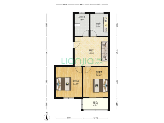史城恢复楼小区 2室1厅1卫 71平方